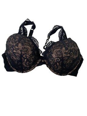 ThirdLove 24/7 Lace Contour Plunge Bra 34E Black Gold Hardware Lingerie Core